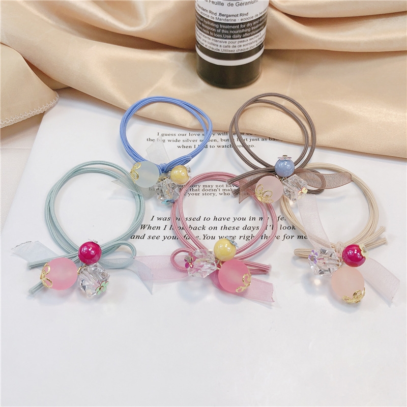 ins Korean transparent hair tie ribbon lady hair band, hair accessory, high-elasticity rubber band, sweet bun hair tie for girls