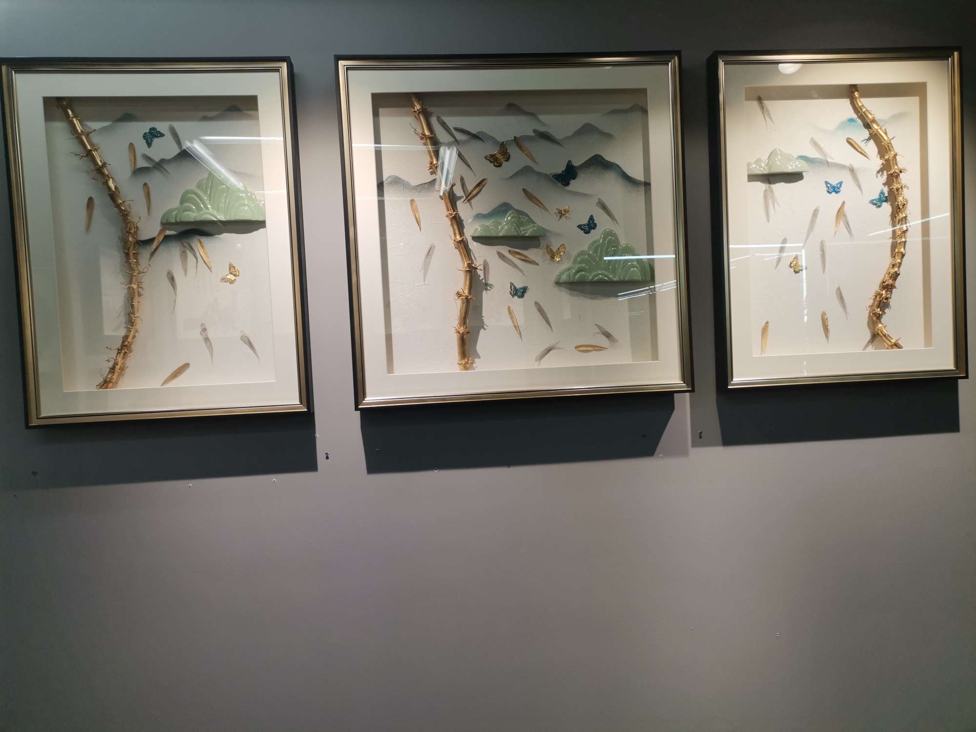 实物装饰画居家玄关装饰画新款装饰画3连装装饰画