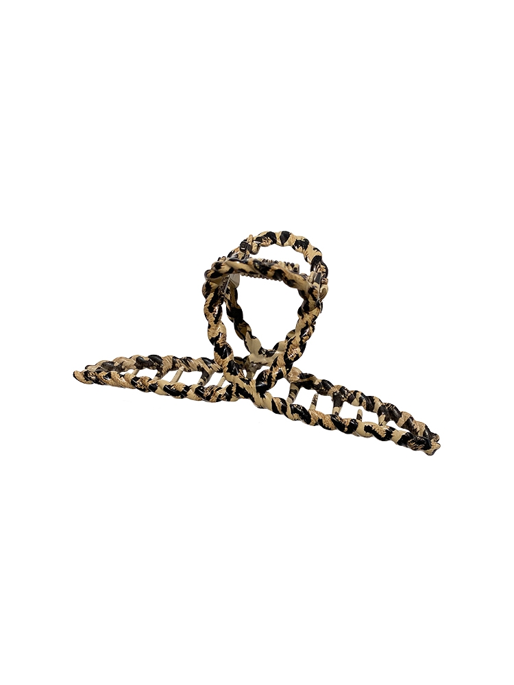 South Korea Autumn And Winter Large Grip Clip Temperament Knot Back Head Ponytail Hairpin Candy Color Korean Version Of Hair Adornment Leopard Print Popular details Picture