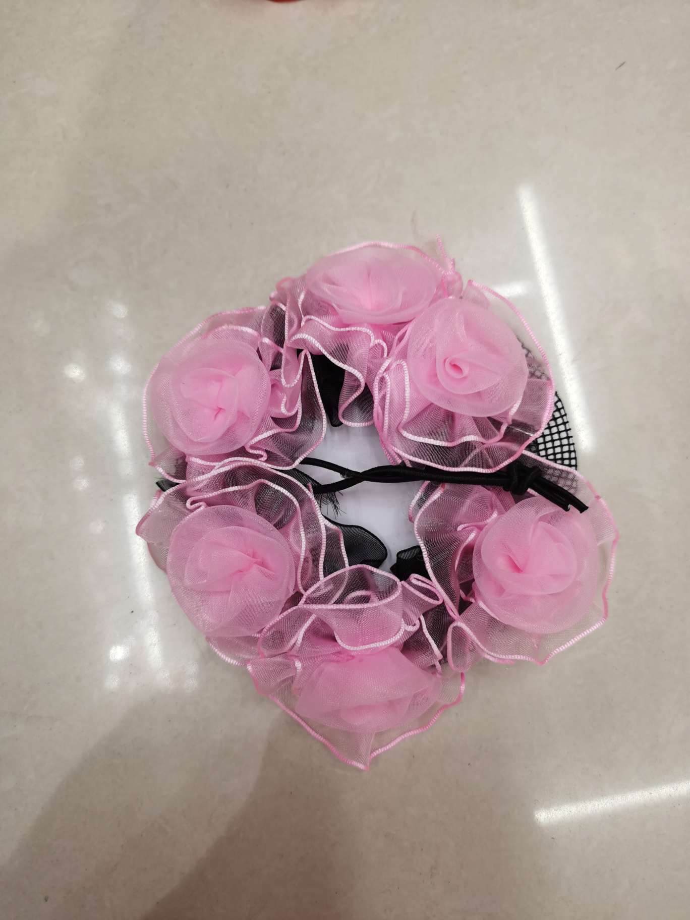 粉色喇叭花朵抽绳网