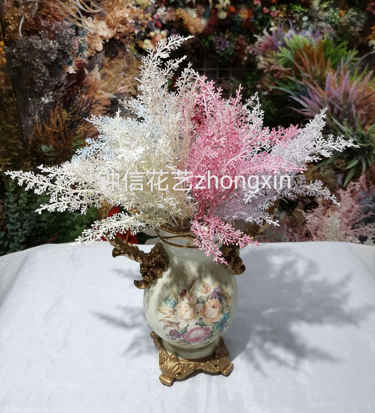仿真婚庆粉色系水草5叉喷色黄莺草工程花绿植 厂家批发 Chinagoods 义乌小商品市场官网 仿真婚庆粉色系水草5叉喷色黄莺草工程花绿植 厂家批发 Chinagoods 义乌小商品市场官网