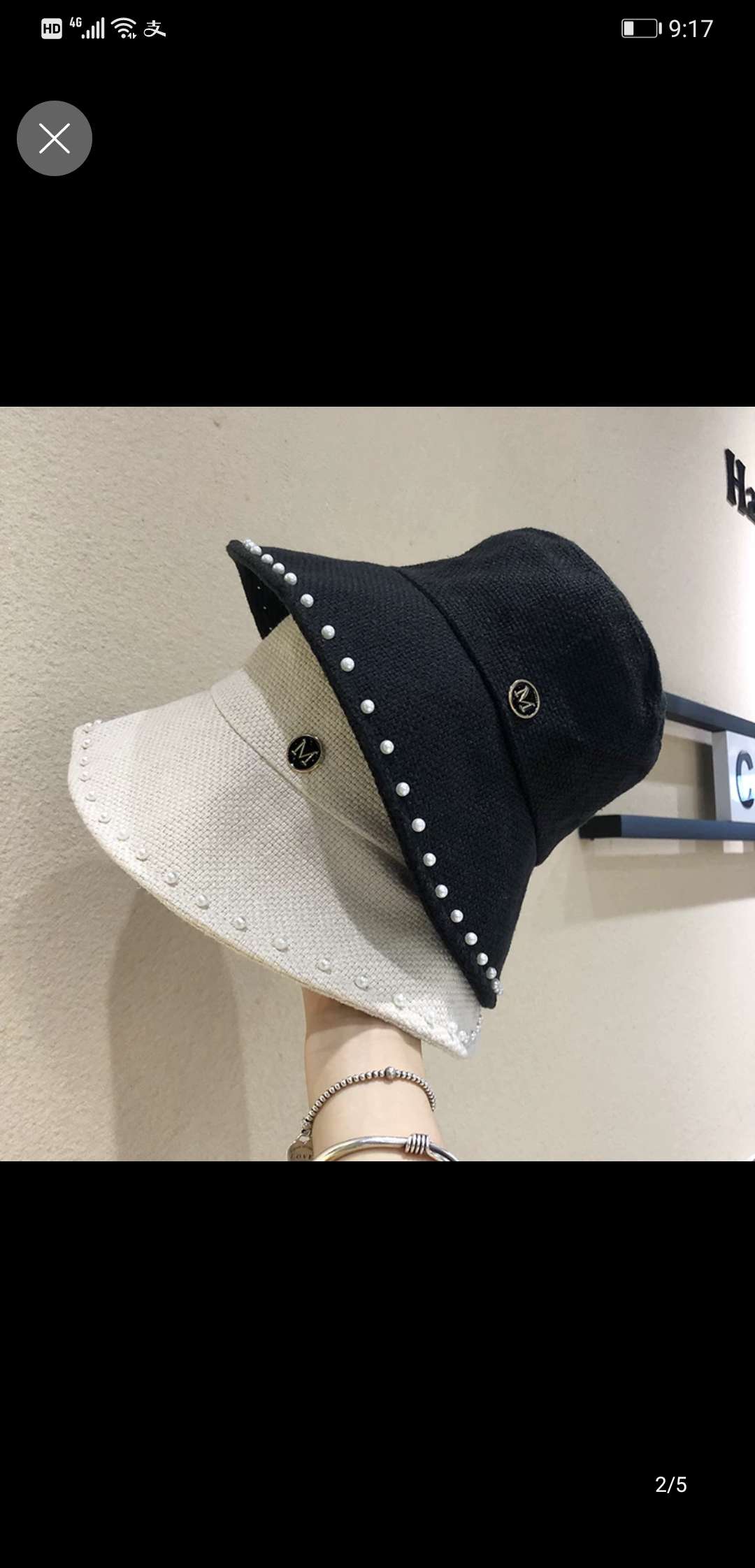 韩国M标珍珠渔夫帽子女大沿遮阳百搭日系春网红秋冬款盆帽潮青年