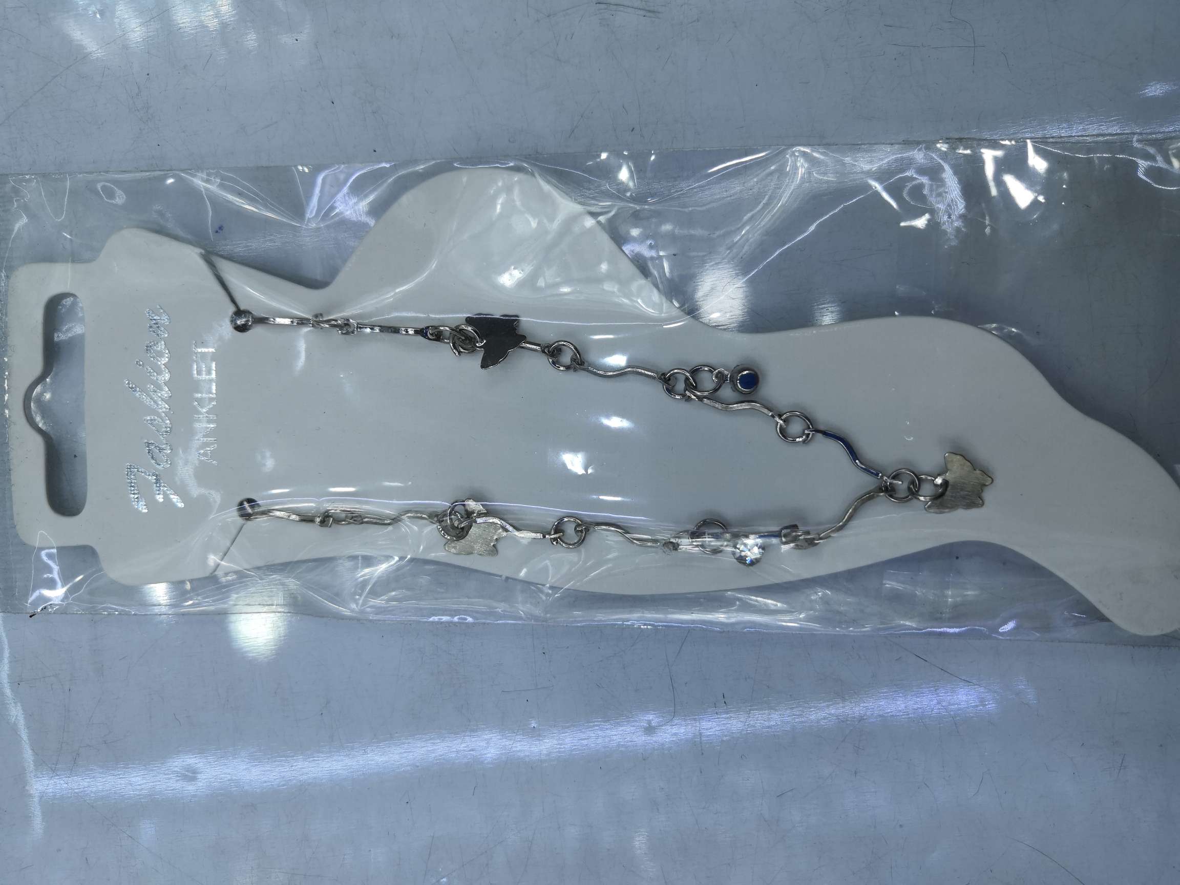 White and gold butterfly anklets thumbnail