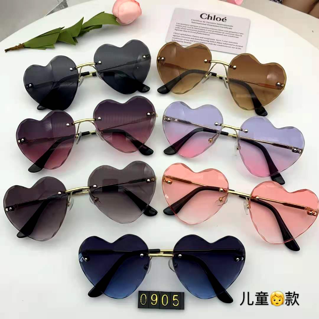 FP0905 model, 2020 in-stock, cool street style, quirky children's frameless cut-edge sunglasses, fashionable UV protection sunglasses, polygonal sunglasses, trendy retro fashion sunglasses, radiation-proof glasses