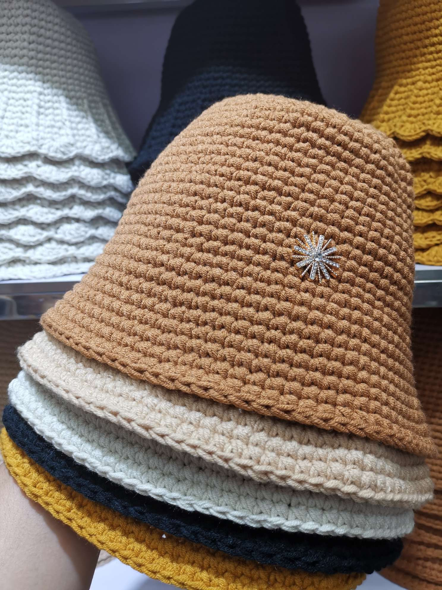 韩版手工帽太阳花水桶帽