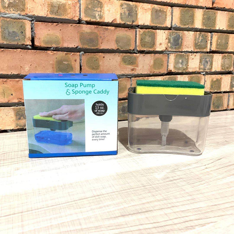Kitchen pot cleaning wonder: sponge press soap liquid box, automatic liquid dispensing box, scouring pad, dishwashing brush