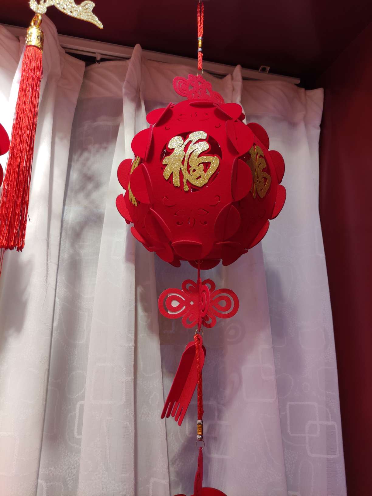 灯笼植绒挂件图