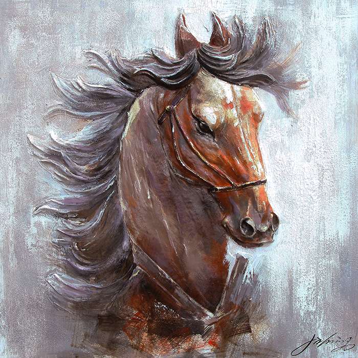 Hand-Made Three-Dimensional Animal Horse Modern Home Decoration Oil Painting Bedroom Living Room Dining Room Decorative Painting