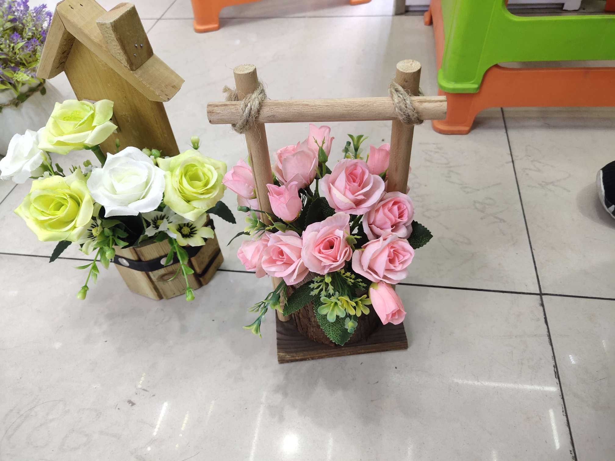 Artificial plant small potted plants, north living room artificial flower decoration, potted table, coffee table, artificial flower ornaments, green plant decorations detail image 1