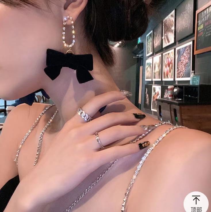 Black Velvet Bow Earrings