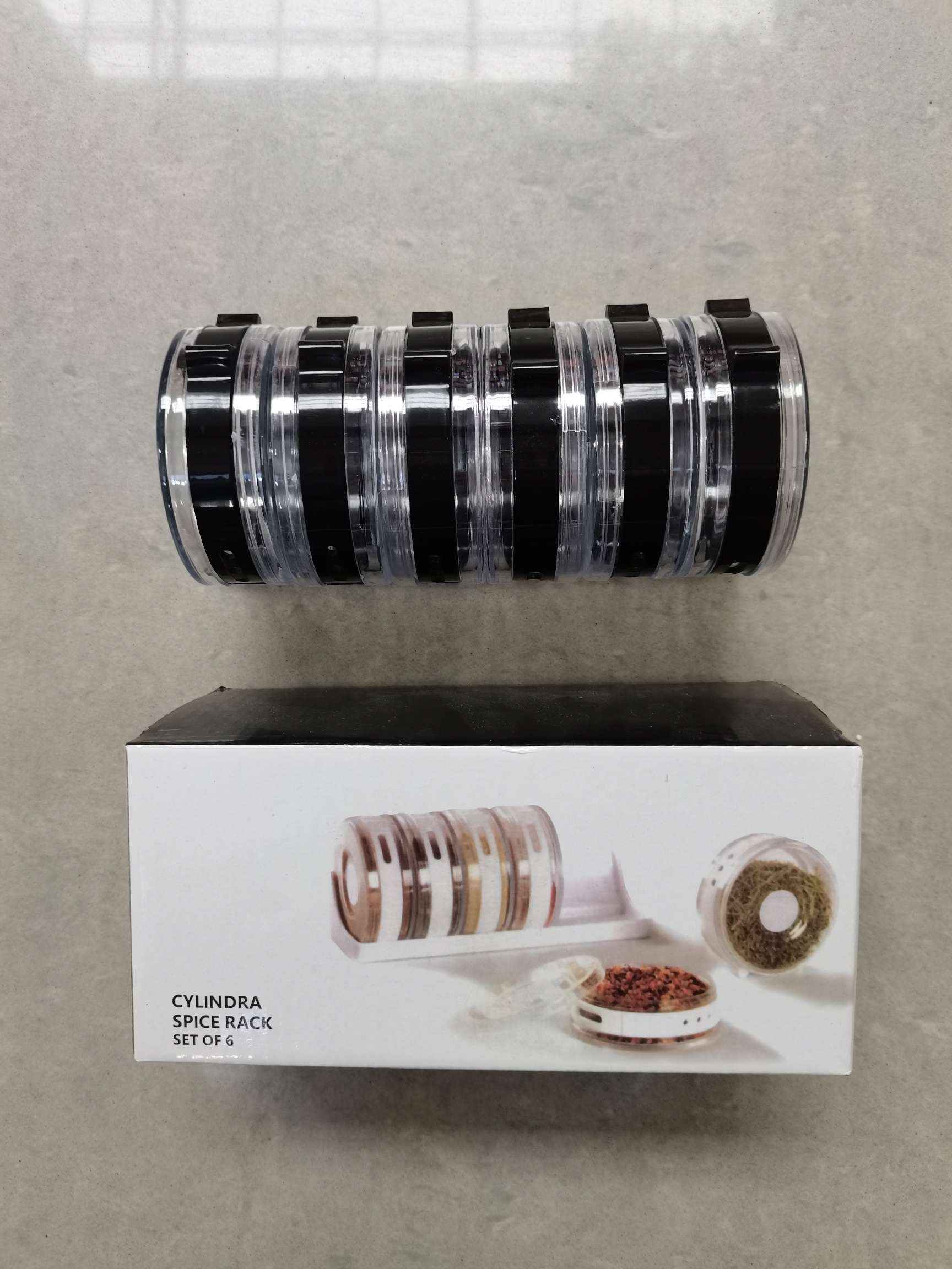 Six-piece set of rotating seasoning box, wheel-shaped seasoning jar, six-in-one