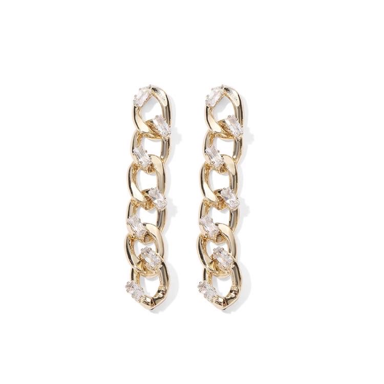 Chain Zircon Earrings full figure