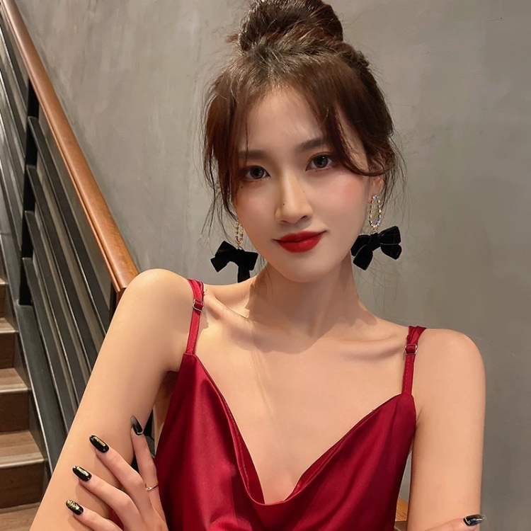 Black Velvet Bow Earrings undefined