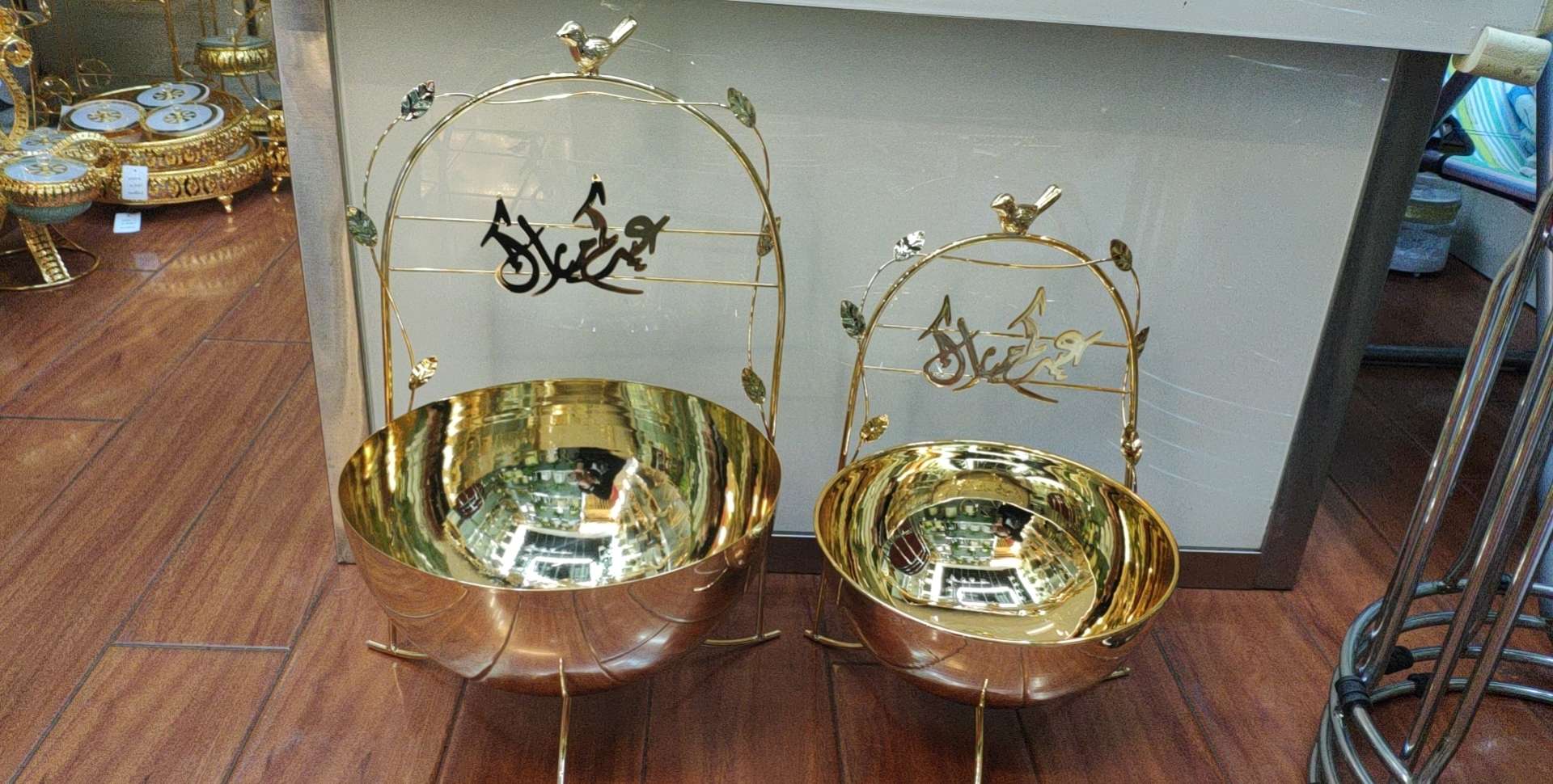 鸟巢型镀金色铁艺玻璃底托盘 欧式托盘镜子托盘餐具 家用创意日式餐盘北欧茶具套餐水果盘42图