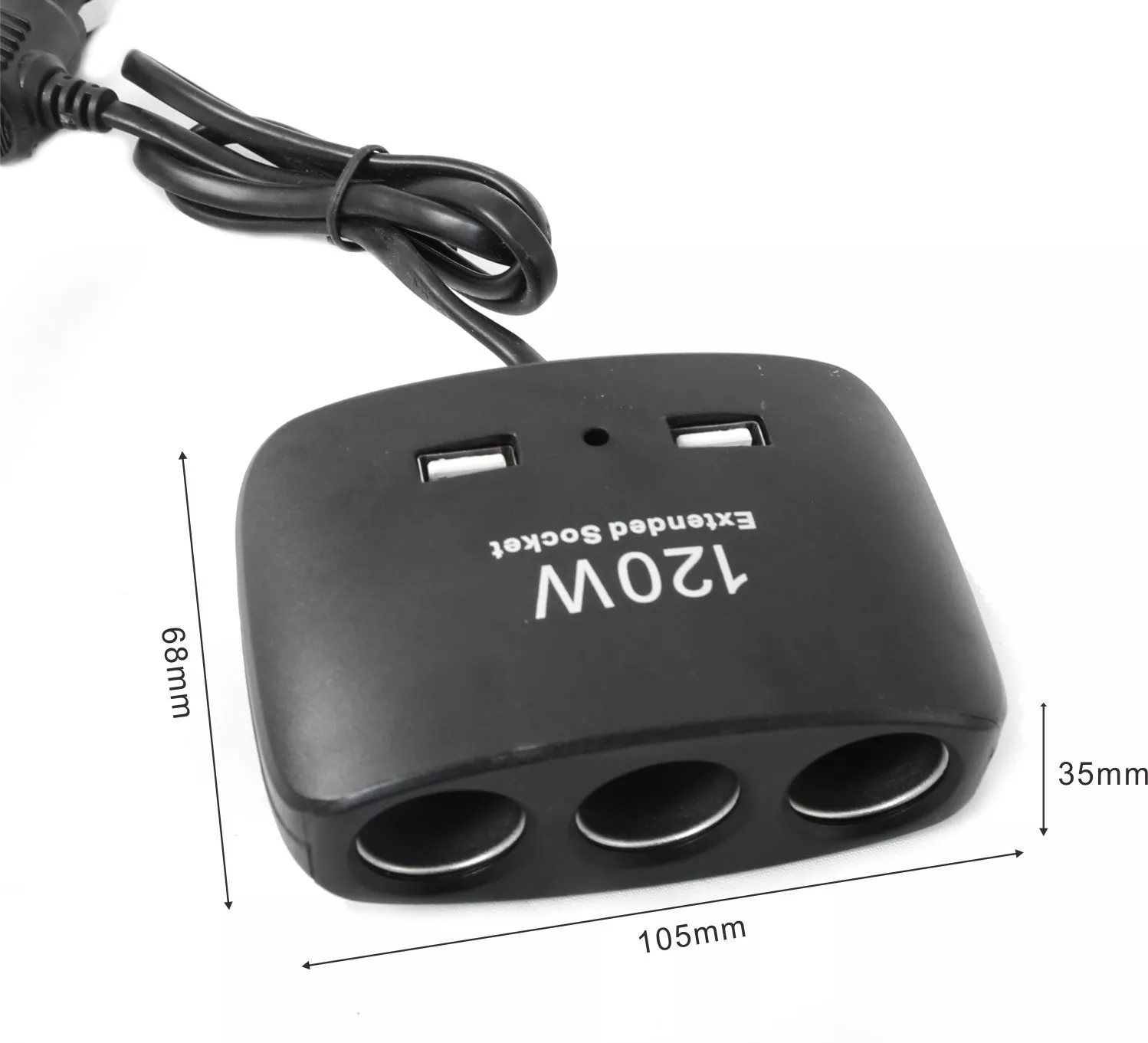 A car power adapter, a car charger, a three-power car cigarette lighter, dual USB, and three car chargers in one details Picture