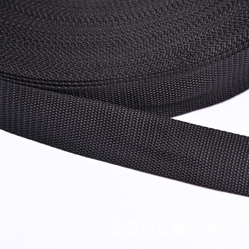 In stock: 3.8cmPP polypropylene webbing, black beaded eco-friendly bag shoulder strap, packaging bag handle Item Picture