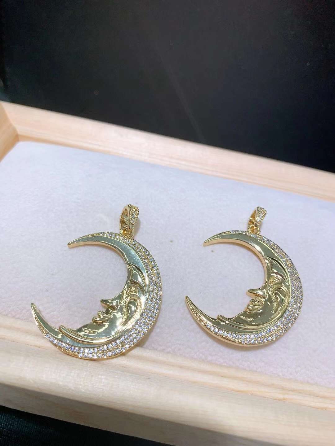 欧美饰品批发 镶钻月牙时尚项链挂件吊坠项链配件