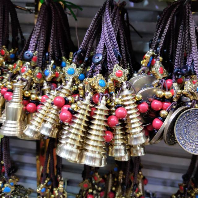 Pure copper car key pendant, brass gourd key chain, ear spoon, Wenchang pagoda key ring, pendant, bag hanging details Picture