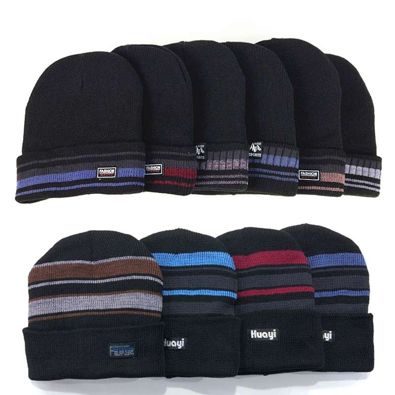 男士冬天帽子加绒保暖毛线帽子老年男秋冬季男款针织帽加厚滑雪