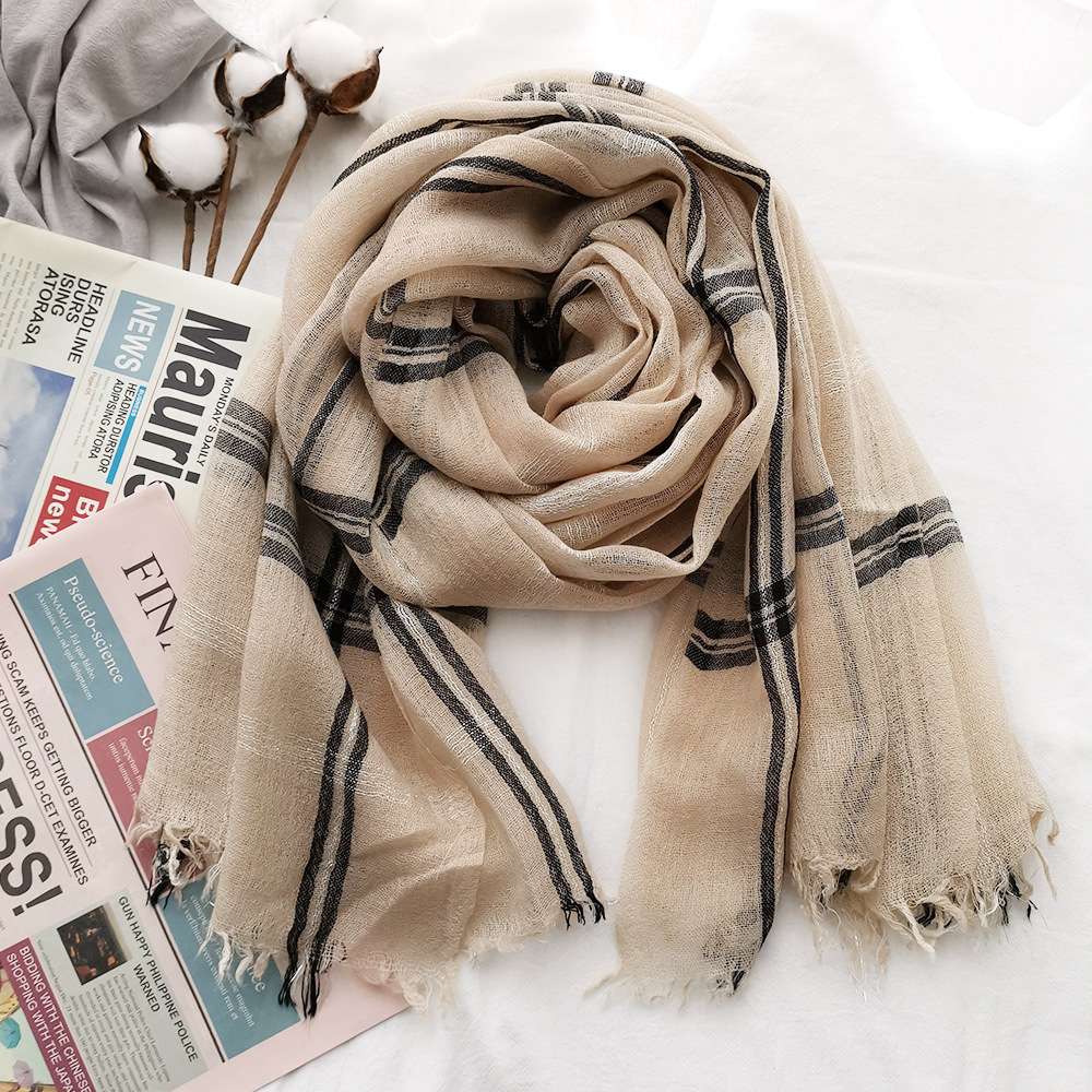 Korean version of wool acrylic checked scarf