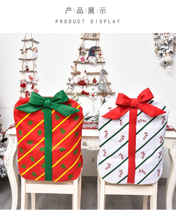 2020 New Christmas Decoration Bow Gift Bag Chair Cover Christmas Holiday Restaurant Home Cartoon Chair Back Cover undefined