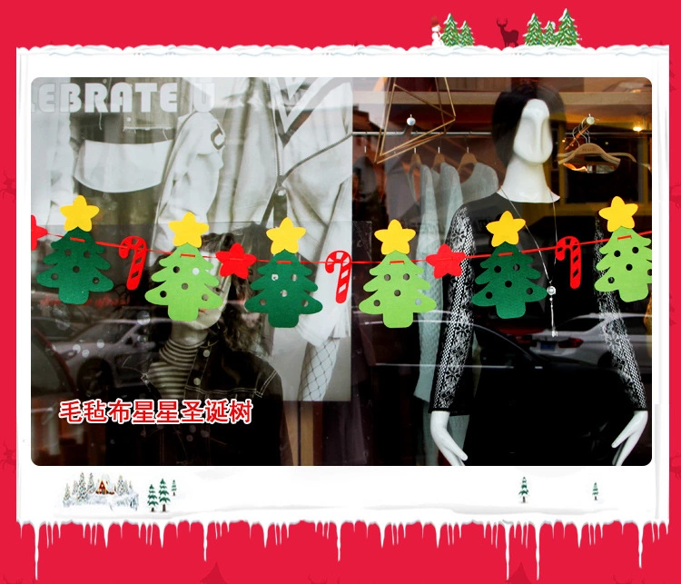 Christmas Decorations Hanging Flags Bunting Bunting Christmas Tree Decorations Hanging Flags Felt Letters Old Man Gloves Pulling Flags Application Scenario
