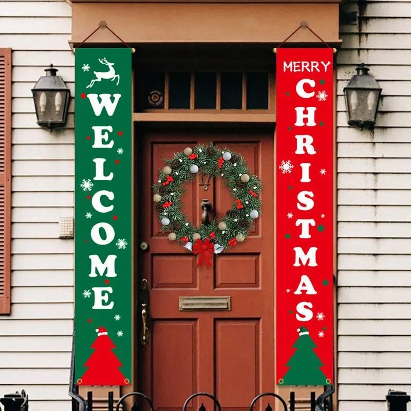 Cross-Border New 2020 Amazon Christmas Decoration Door Hanging Christmas Festive Atmosphere Layout Christmas Couplet Door Curtain