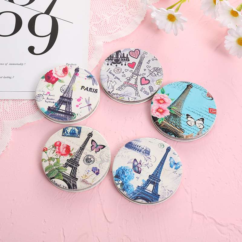 双面镜，小圆镜，PU电镀镜子，定制图案细节图