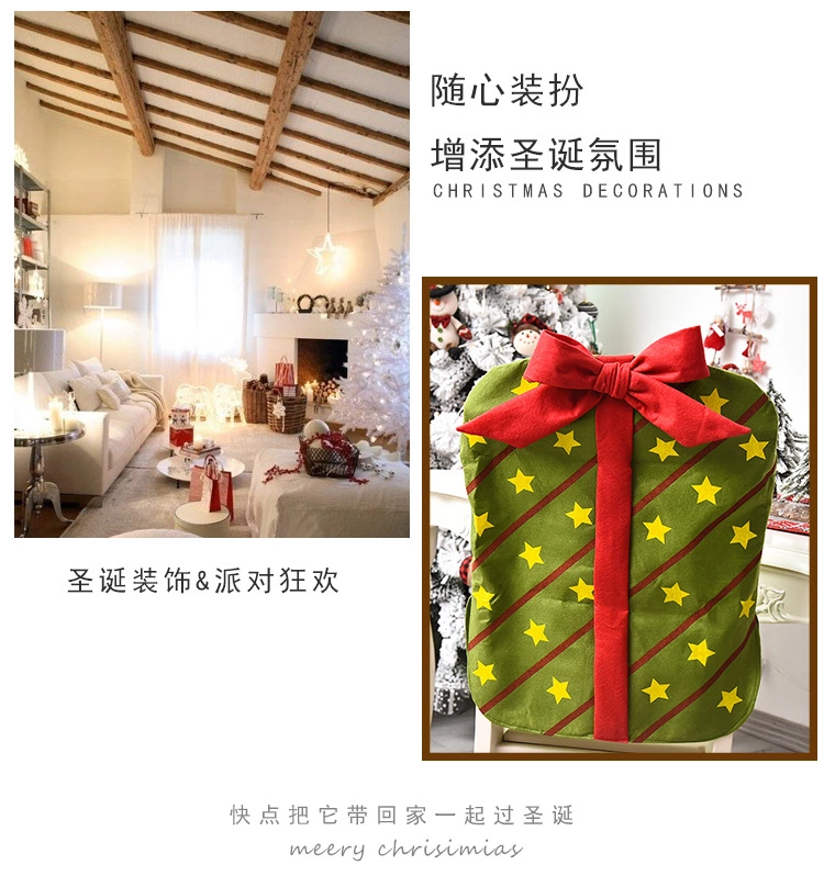 2020 New Christmas Decoration Bow Gift Bag Chair Cover Christmas Holiday Restaurant Home Cartoon Chair Back Cover undefined