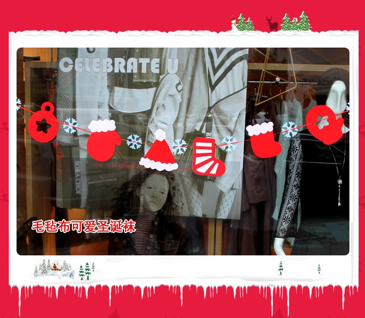 Christmas Decorations Hanging Flags Bunting Bunting Christmas Tree Decorations Hanging Flags Felt Letters Old Man Gloves Pulling Flags undefined