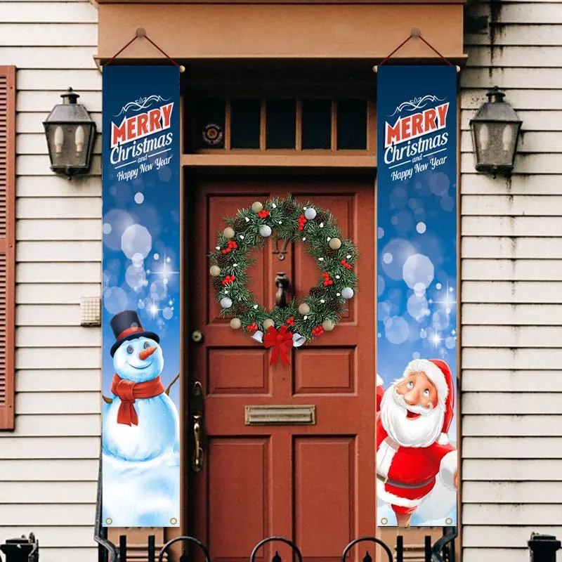 Cross-Border New 2020 Amazon Christmas Decoration Door Hanging Christmas Festive Atmosphere Layout Christmas Couplet Door Curtain Item Picture