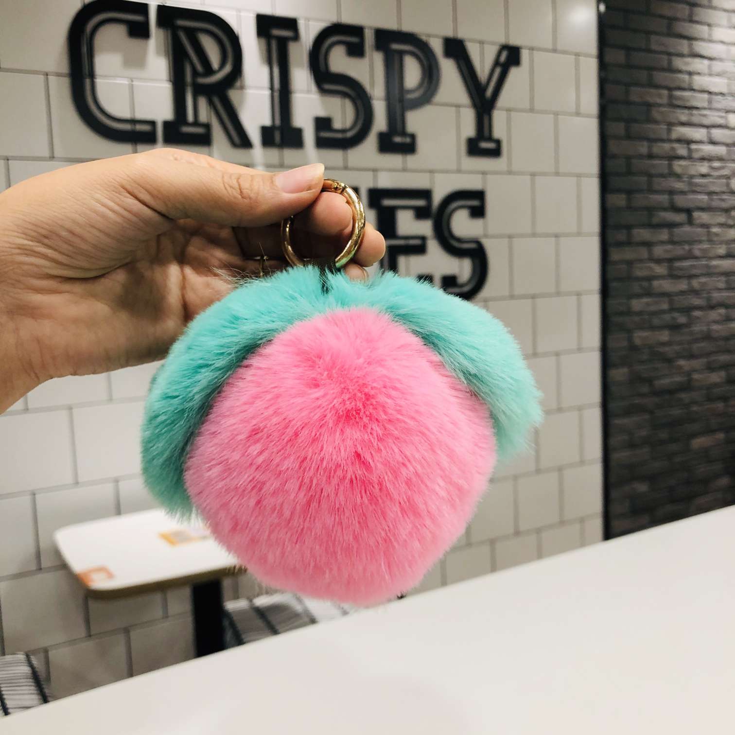 Imitation wool ball pendant peach bag pendant plush accessories car key chain pendant lovely girl thumbnail