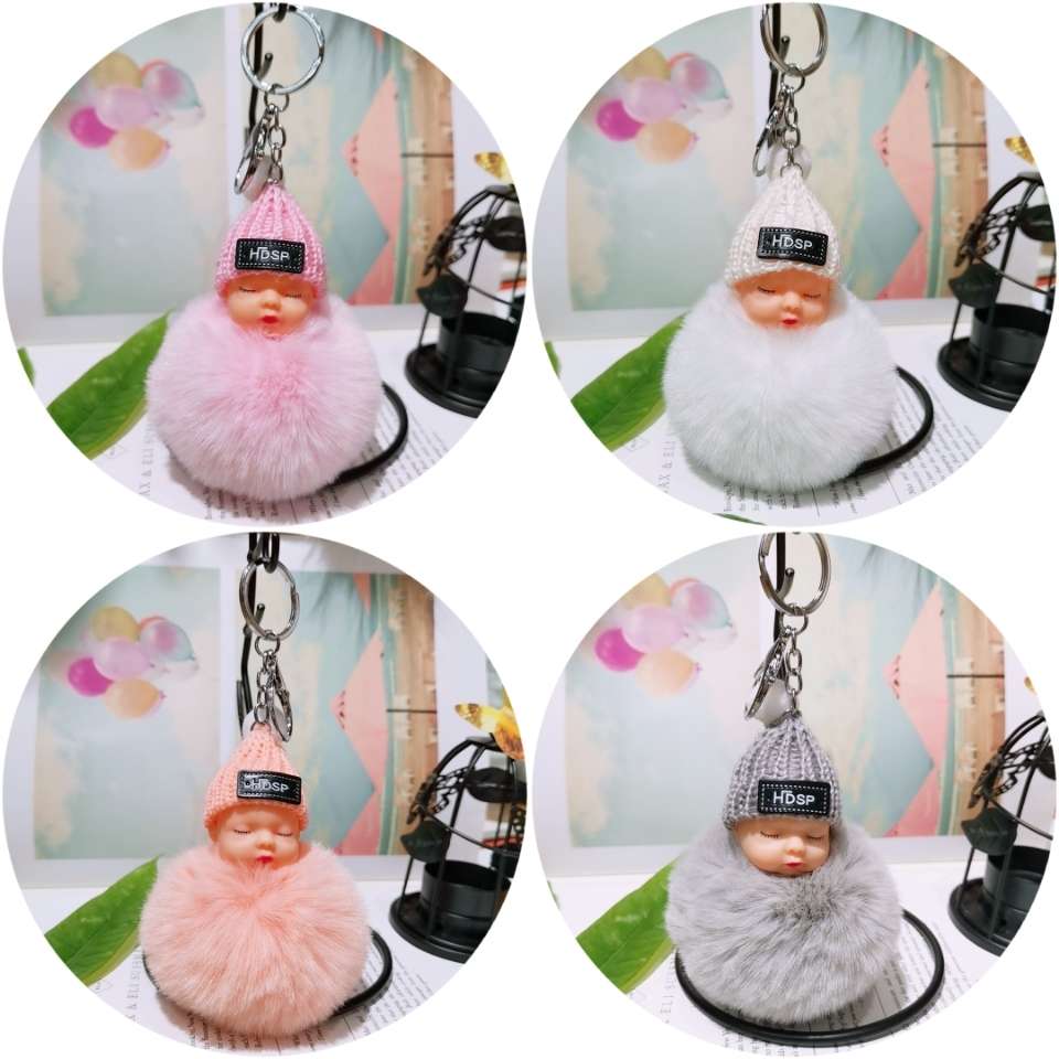 Imitated hair hair ball pendant sleep doll bag pendant plush accessories car key chain pendant lovely girl thumbnail