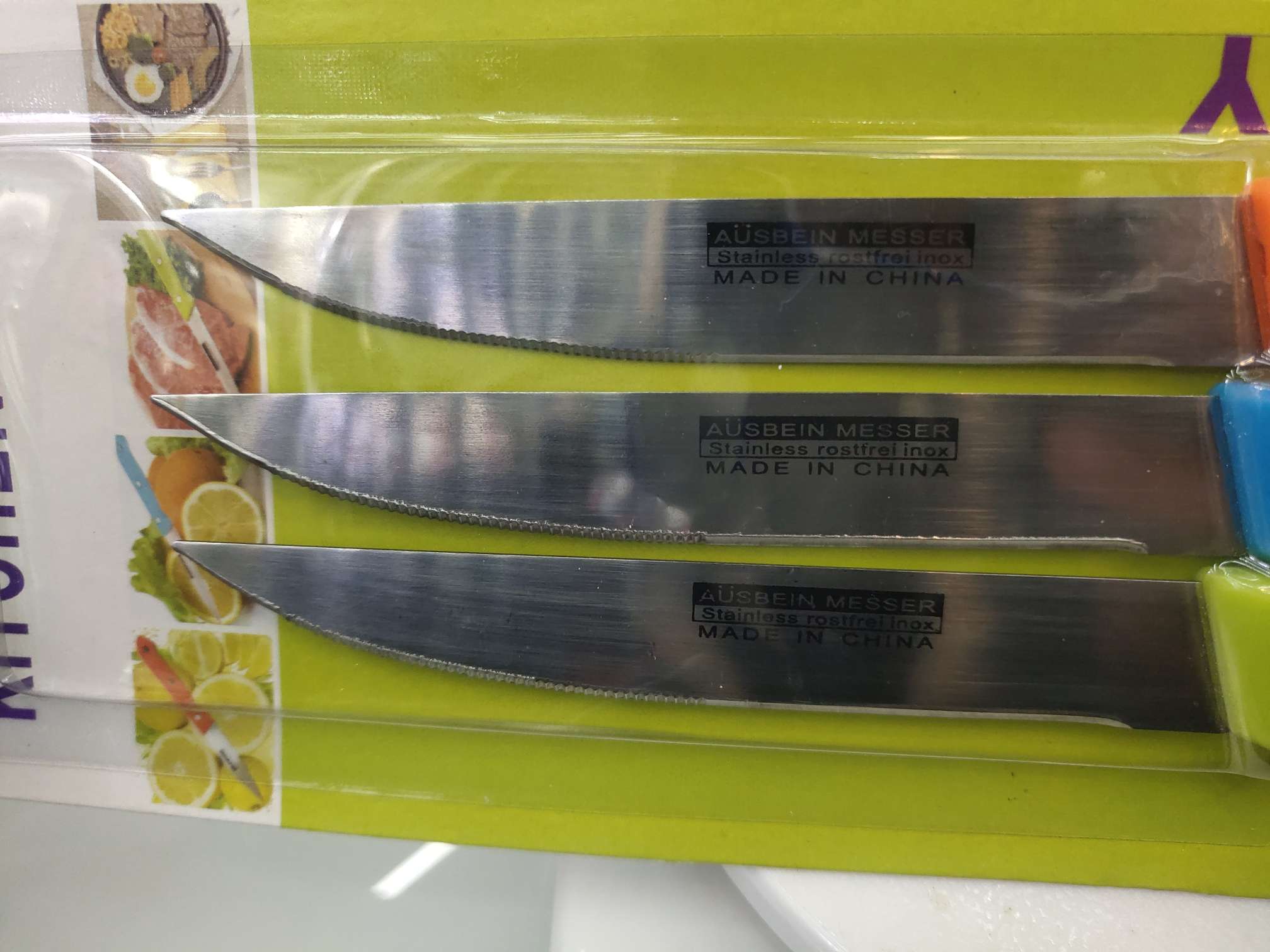 3PC color half-handled half-toothed half-sharp knife single-sided suction details Picture