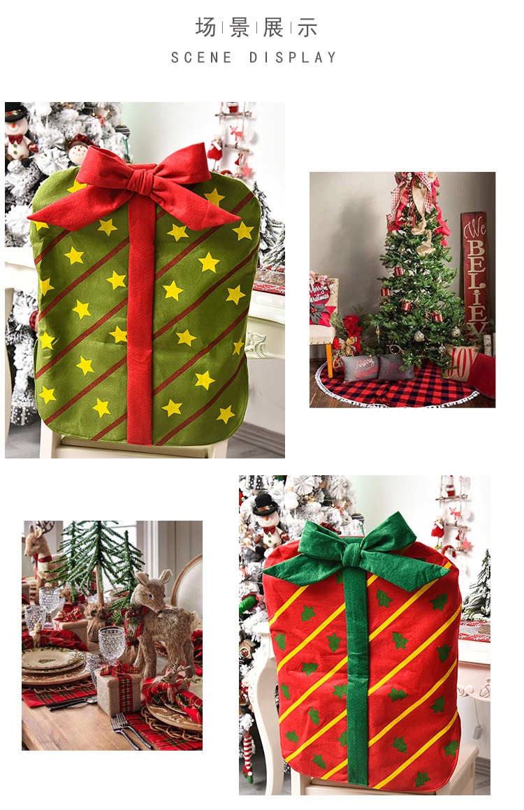 2020 New Christmas Decoration Bow Gift Bag Chair Cover Christmas Holiday Restaurant Home Cartoon Chair Back Cover undefined