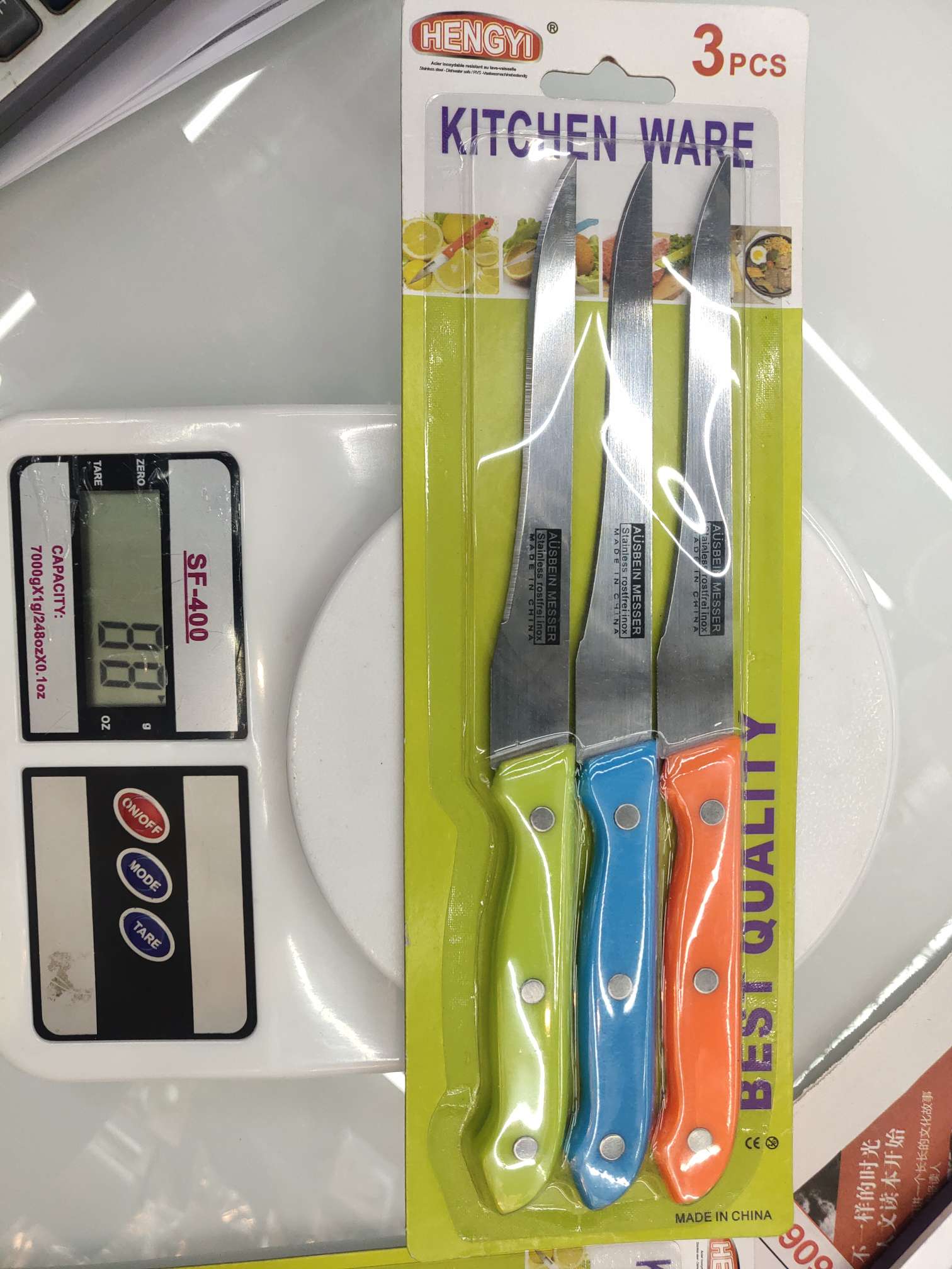 3PC color half-handled bone knife single-sided suction