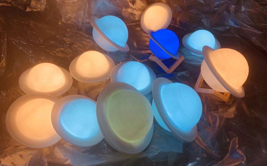 3D printed Saturn light Cross border USB nightlight Rechargeable girl Heart Gift Starry Planet Moon Light
