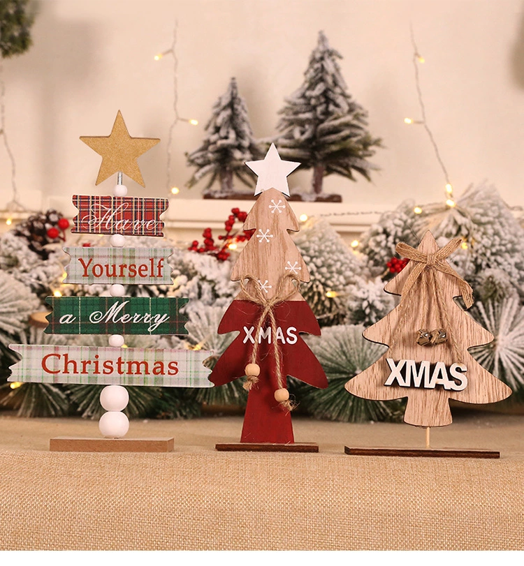 Amazon Creative Christmas Decorations Wooden Ornaments Painted Letters Christmas Tree Tabletop Decoration Supplies