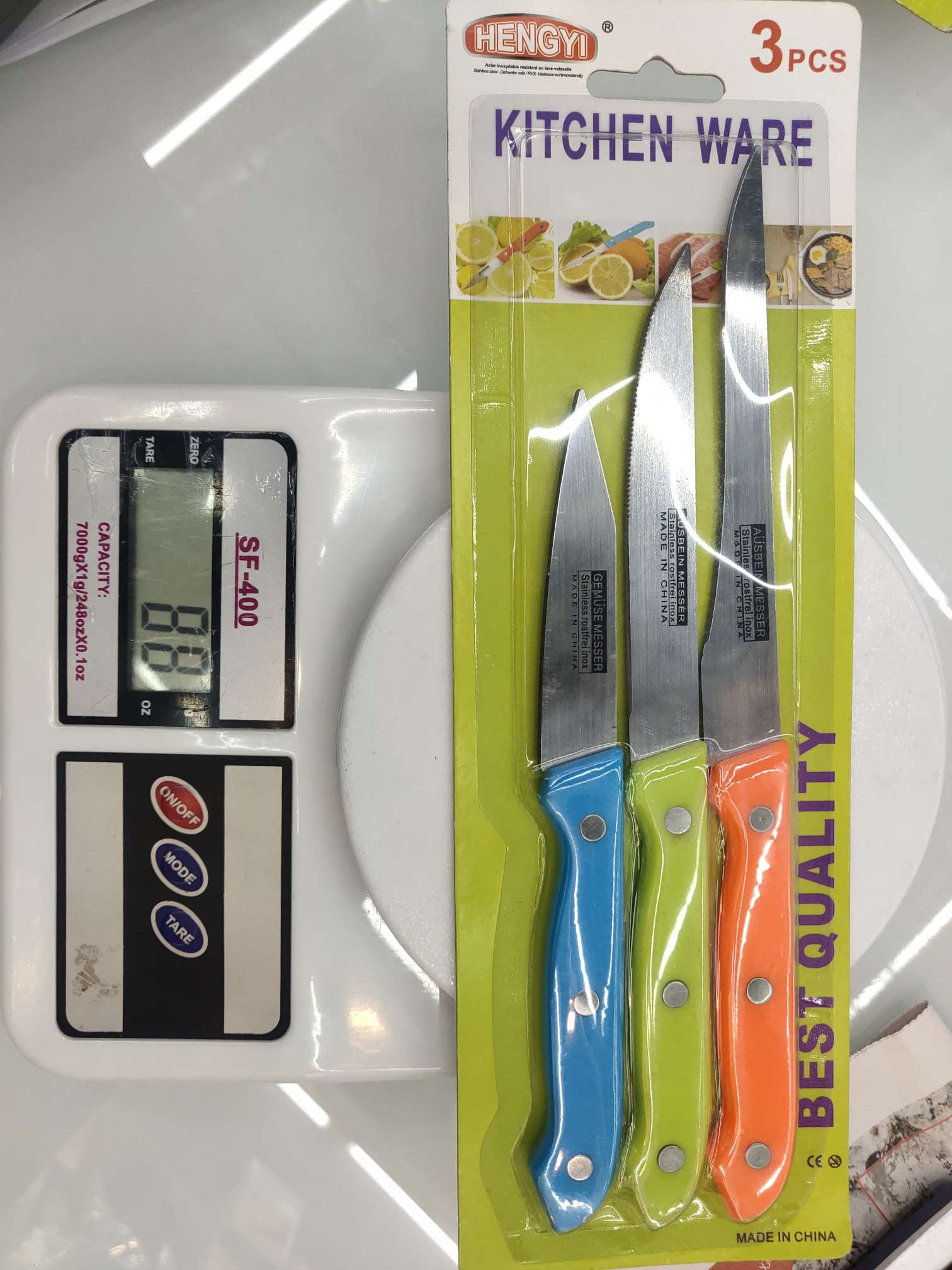3PC color half-handled fruit peel knife, 100,000-purpose knife, ten-bone knife, single-sided suction