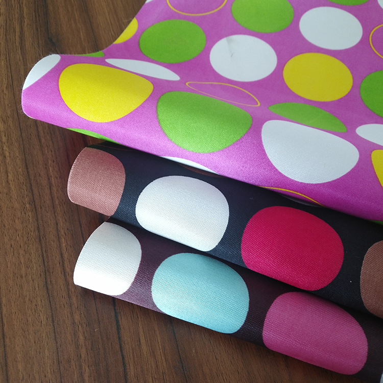 Color-printed large color ring printed foamed coated fabric. Welcome to customize with samples
