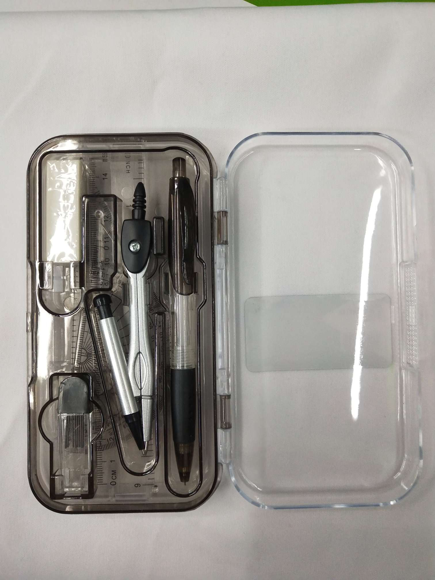 办公两层八件套学生文具圆规套装