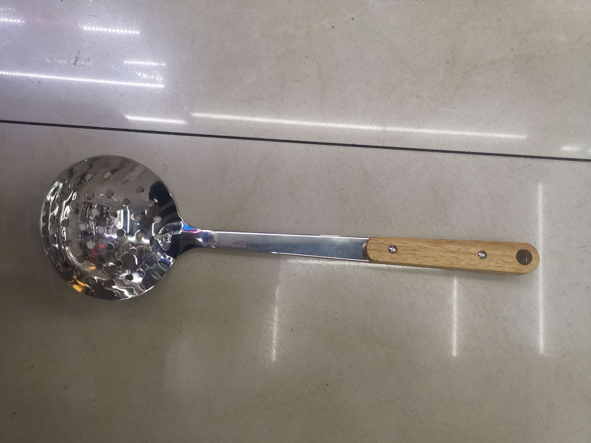 Wooden Handle Slotted Spoon