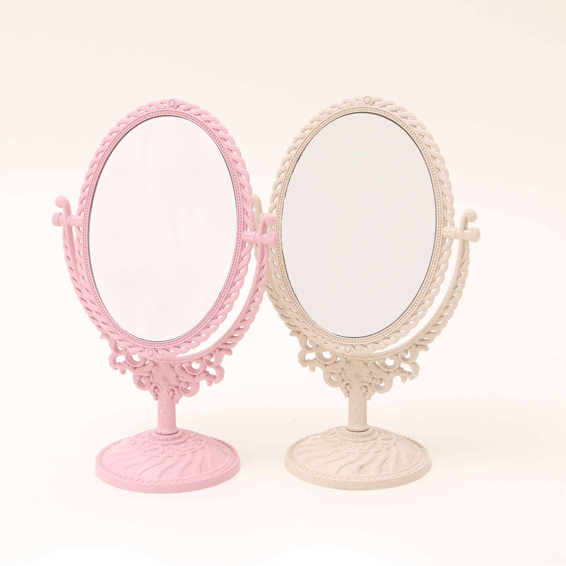 复古台式化妆镜子复古镜子 梳妆镜简约便携公主镜子