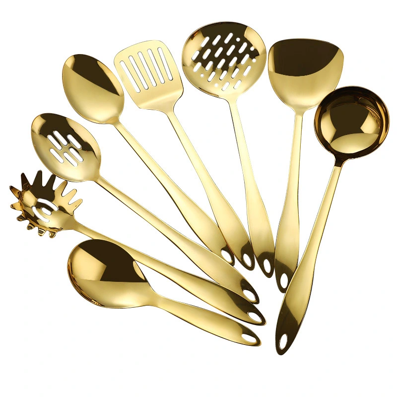 Titanium-coated series stainless steel kitchenware sets, cooking spatulas and spoons, kitchen utensils, gift promotion, manufacturer wholesale detail image 5