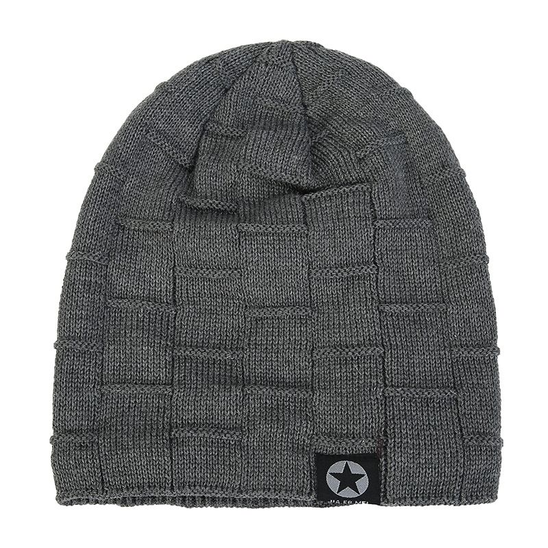 Hat Men's Winter Woolen Hat Thickened Korean Version Of The Tide Knitted Pullover Hat Plus Cashmere Warm Winter Hat Youth Cotton Hat undefined