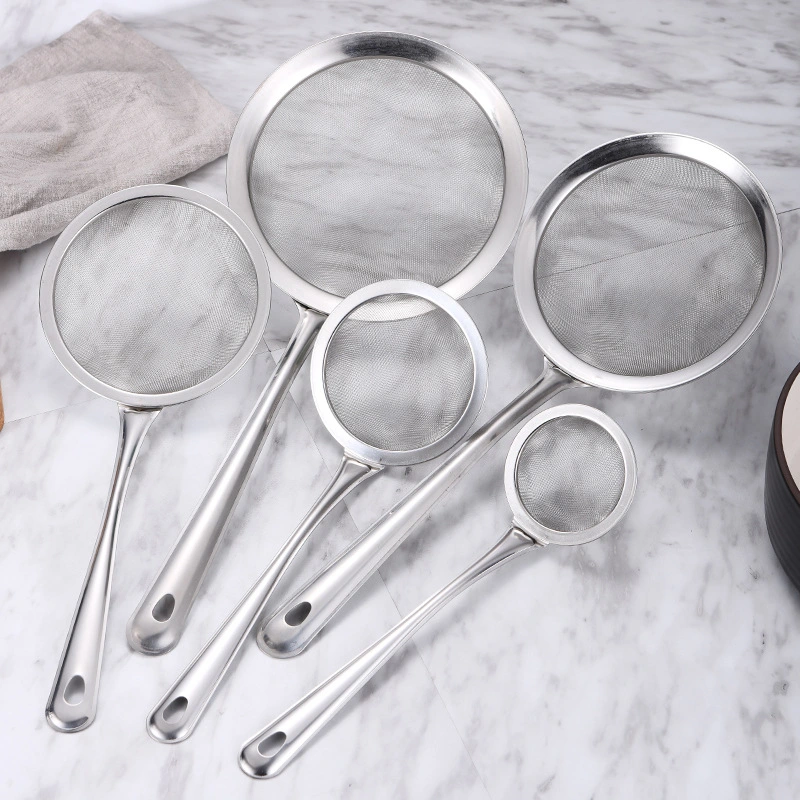 Factory direct sales of non-magnetic stainless steel household net oil leakage grid soy milk and juice filter spoons, baking tools, flour sieves detail image 1