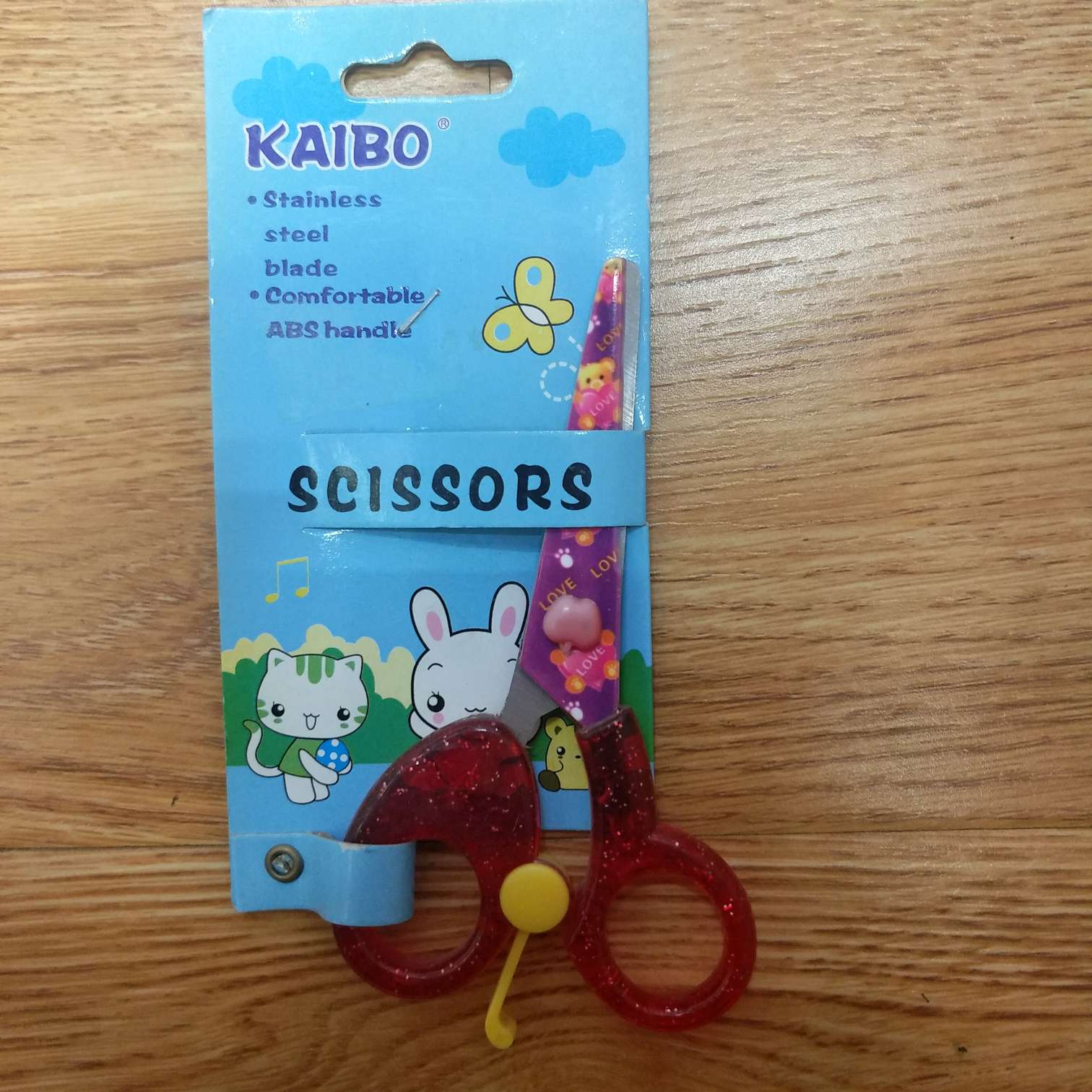厂家新款直销凯博KAIBO品牌不锈钢剪刀KB2015-1印花晶粉学生剪刀详情图4