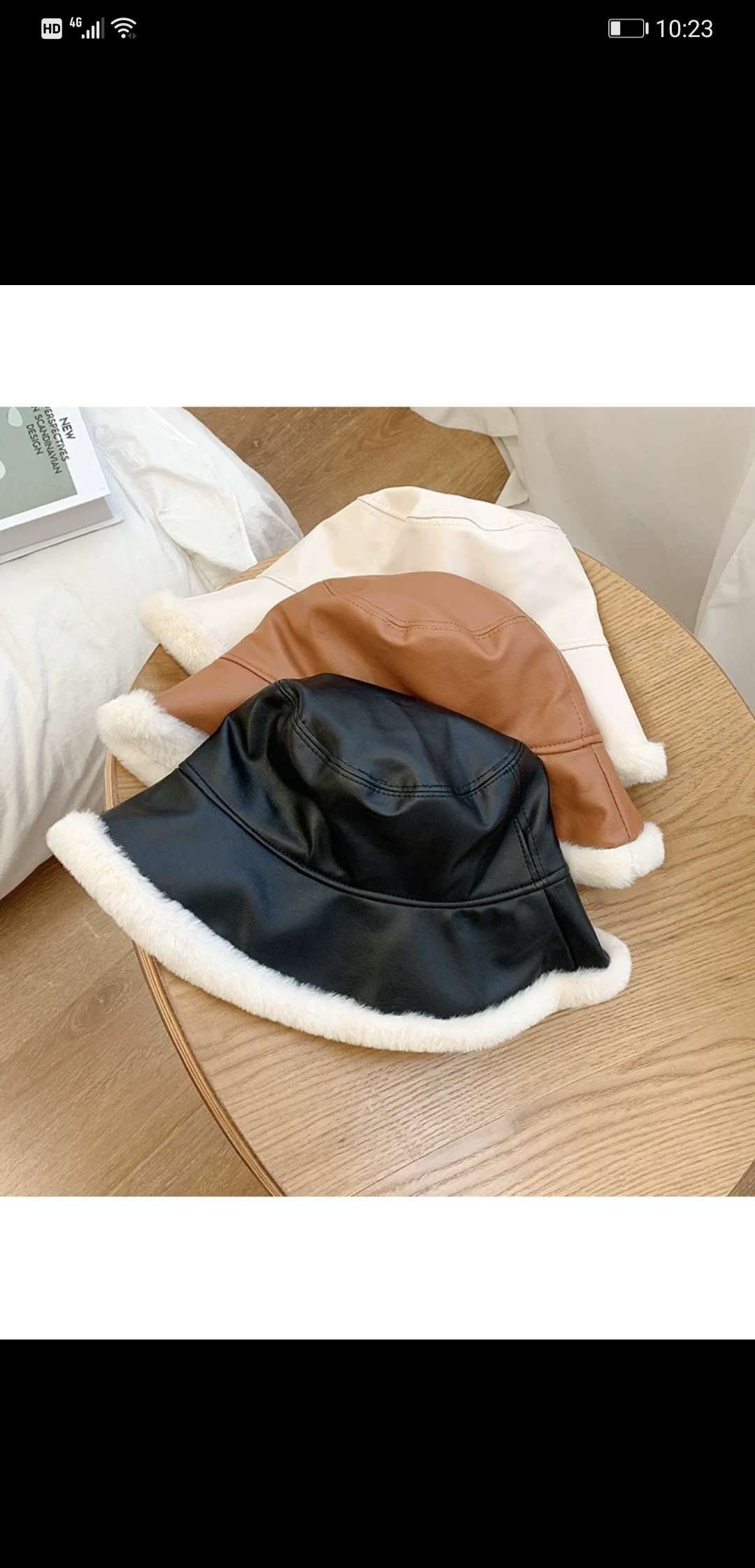 pu皮质毛绒渔夫帽女秋冬韩版潮牌百搭日系遮阳防晒显脸小盆帽冬季细节图