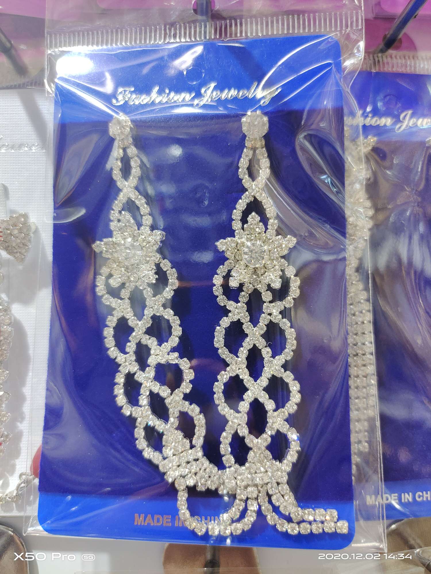 Five-star tassel rhinestone earrings