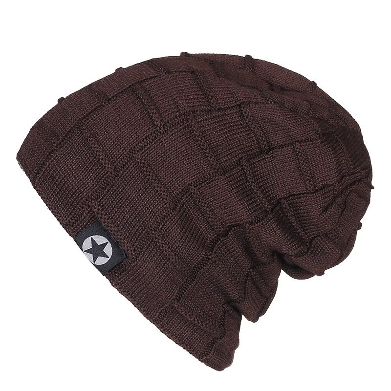 Hat Men's Winter Woolen Hat Thickened Korean Version Of The Tide Knitted Pullover Hat Plus Cashmere Warm Winter Hat Youth Cotton Hat Item Picture